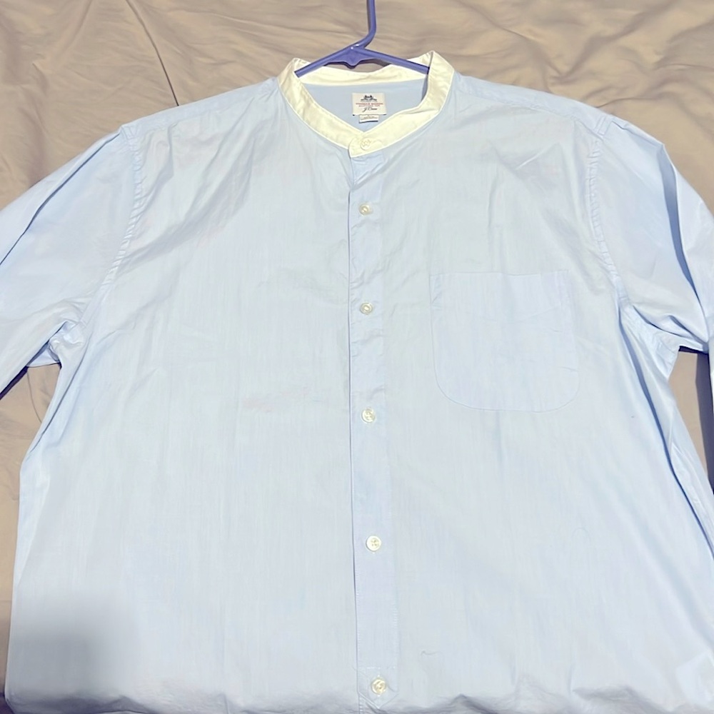 Thomas Mason for J.Crew band collar cotton shirt